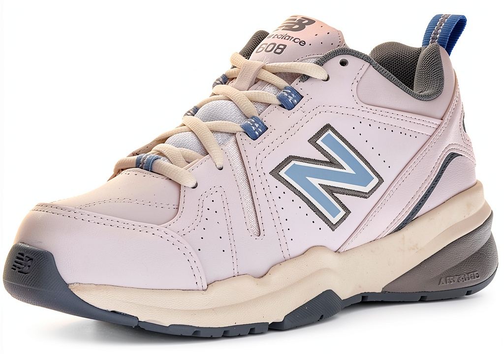 New Balance womens sneakers in White/Light Blue color on a neutral background