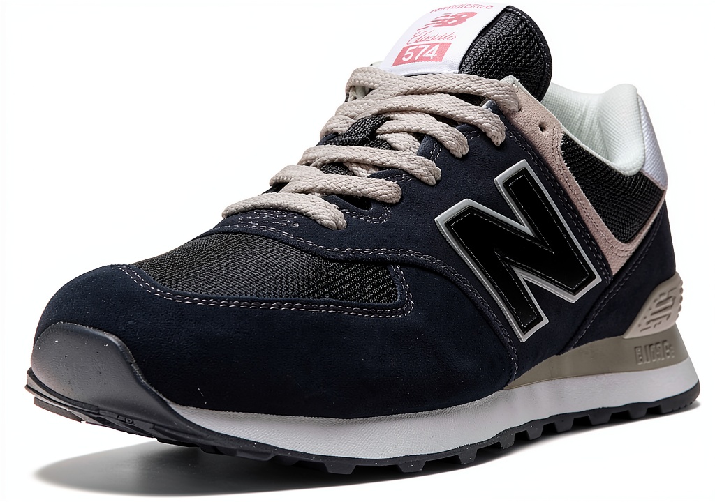 New Balance mens sneakers in Black/White color on a neutral background
