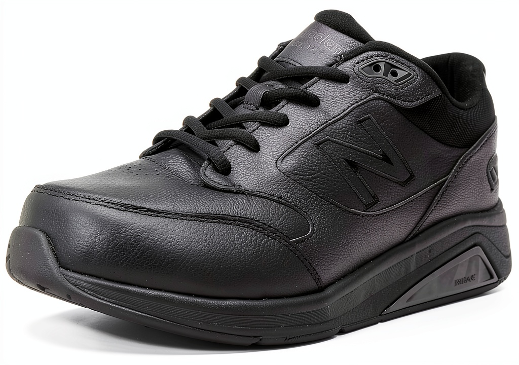 New Balance leather walking shoes in black and brown colors