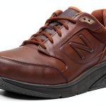 New Balance Men Walking Shoes Leather Comfort Fit Black-0