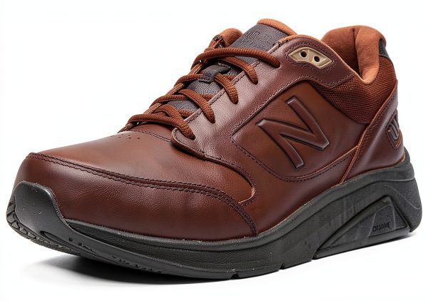 New Balance Men Walking Shoes Leather Comfort Fit Black-0