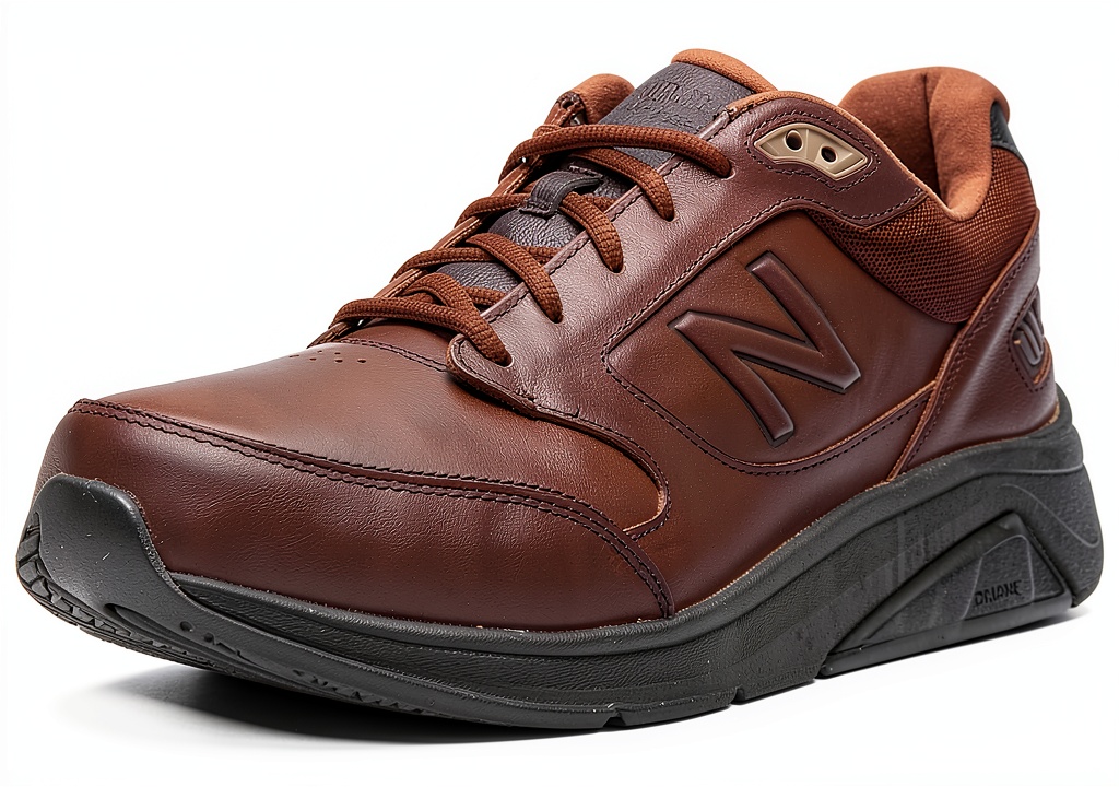 New Balance men's walking shoes showing leather construction and design details
